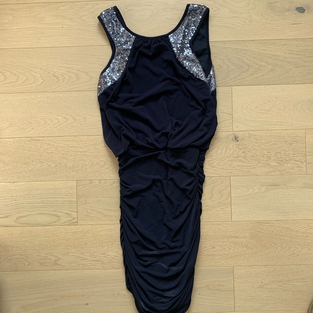 Y2K Purple Sequin-Trim Ruched Tank Dress